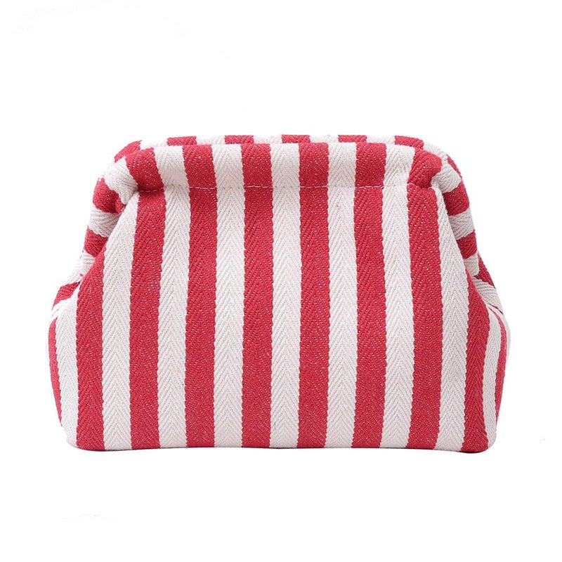 New stylish color-blocked striped cosmetic bag, women's coin and phone organizer, trendy niche cloud-shaped clutch bag - Image 1